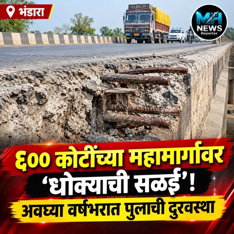 BHANDARA : भंडाऱ्यात नव्या पुलाची दुरवस्था; बांधकामाच्या गुणवत्तेवर प्रश्न..